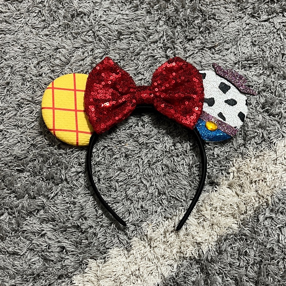 Red Sequin Bow Mouse Ear Headband